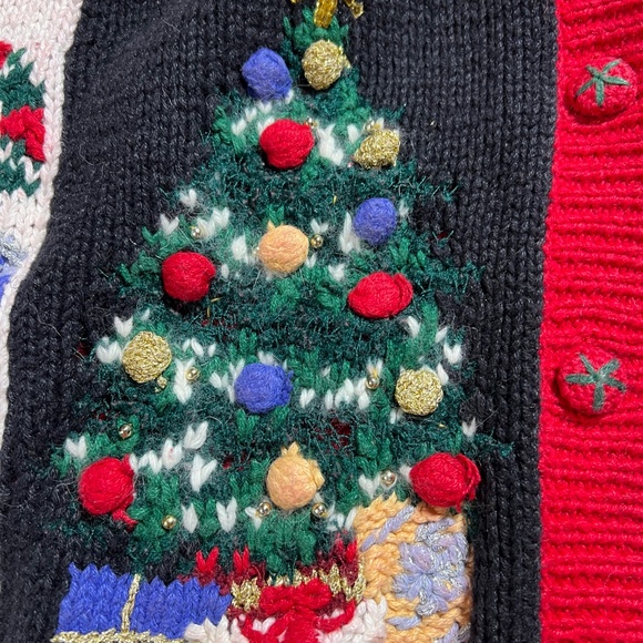 Vintage Ugly Christmas Sweater TIARA Cardigan Sweater Womens Large 90’s - Picture 5 of 16